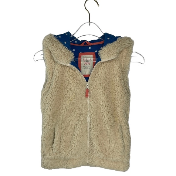 Mini Boden Girls Cream Soft Fluffy Full-Zip Vest 9-10Y - Picture 2 of 5